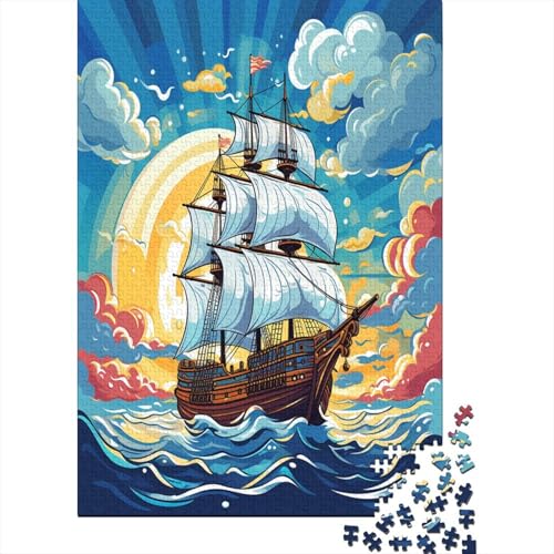 Segelboots Puzzle 1000 Teile Puzzles Für Erwachsene Lernspiel Herausforderungsspielzeug 1000-teilige Puzzlespiel Für Erwachsene Kinder Puzzel 1000pcs (75x50cm) von BXYAFEKUD