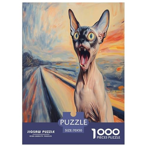 Sphinx Katze Puzzle 1000 Teile Schwer Puzzle Spielzeug Pädagogisches Spiel Impossible Herausforderungsspielzeug Für Erwachsene Kinder 70x50cm/1000pcs von BXYAFEKUD