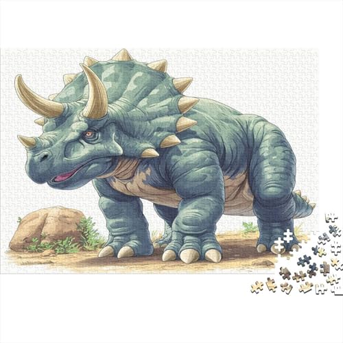Triceratops 1000 Teile,Impossible Puzzle,Geschicklichkeitsspiel Für Die Ganze Familie, Erwachsenen Puzzlespiel Puzzel 1000pcs (75x50cm) von BXYAFEKUD