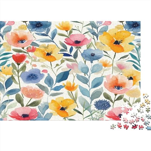 Watercolor Blumes Puzzle 1000 Teile Puzzles Für Erwachsene Lernspiel Herausforderungsspielzeug 1000-teilige Puzzlespiel Für Erwachsene Kinder Puzzel 1000pcs (75x50cm) von BXYAFEKUD