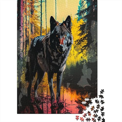 Wolf Puzzle 1000 Teile Puzzles Für Erwachsene Lernspiel Herausforderungsspielzeug 1000-teilige Puzzlespiel Für Erwachsene Kinder Puzzel 1000pcs (75x50cm) von BXYAFEKUD