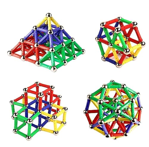 Jokooan Magnetische Bausteine, Magnetische Stöcke Set 144PCS Magnetbausteine Magnetsticks Magnetblöcke Sticks Lernspielzeug für Kinder von Jokooan