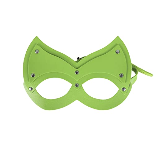 BYDHSS PU Ledermasken Schwarze Maske für Frauen Ohren Halbe Gesichtsmaske Erwachsene Cosplay Kostüm Party Requisiten Zubehör (Hellgrün) von BYDHSS