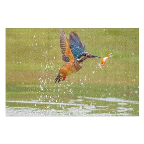 Kingfisher Catch Fish, Water Splash, Moment ，Klassische Puzzle für Erwachsene Teenager Freizeit Spaß Spiel Spielzeug Geeignet，，Lernspielzeug FüR Kinder 52x38Papier von BYErz