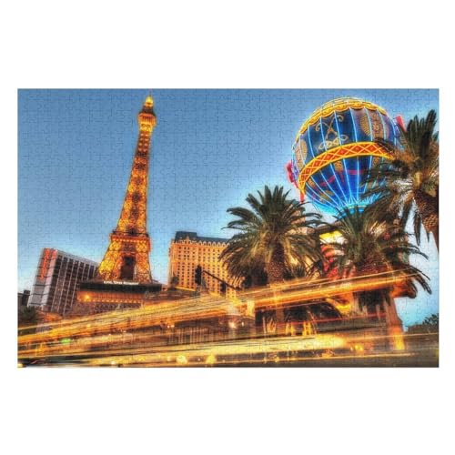 Las Vegas, Tower, Balloon,，Klassische Puzzle für Erwachsene Teenager Freizeit Spaß Spiel Spielzeug Geeignet，，Lernspielzeug FüR Kinder 70x50Papier von BYErz