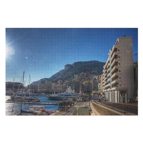 Monaco, City, Dock, Buildings sea, Ship Sunshine，Puzzle für Erwachsene und Kinder ab 14 Jahren, 1000 StüCk，，Lernspielzeug FüR Kinder 38x26Papier von BYErz