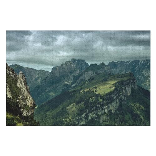 Nature Landscape Mountains Forest, Clouds，für Familie Freunde Dekorativ，1000 StüCk，，Lernspielzeug FüR Kinder 70x50Papier von BYErz