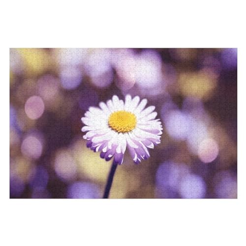 Purple White Petals Flower Hazy，Puzzle für Erwachsene und Kinder ab 14 Jahren, 1000 StüCk，，Lernspielzeug FüR Kinder 38x26Papier von BYErz