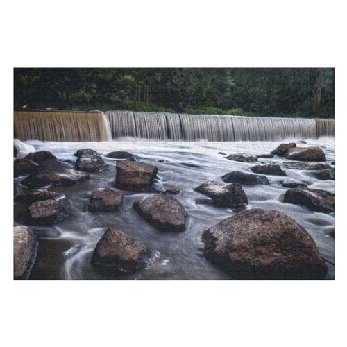 Stones, Waterfall, Water Stream, Park，für Familie Freunde Dekorativ，1000 StüCk，，Lernspielzeug FüR Kinder 75x50Holz von BYErz