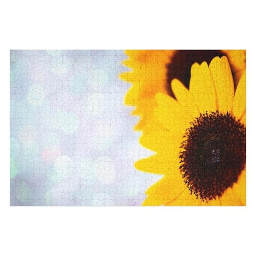Sunflower Yellow Petals Pistil, Hazy，Puzzle für Erwachsene und Kinder ab 14 Jahren, 1000 StüCk，，Lernspielzeug FüR Kinder 38x26Papier von BYErz