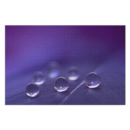 Water Droplets Purple Background Hazy，Puzzle für Erwachsene und Kinder ab 14 Jahren, 1000 StüCk，，Lernspielzeug FüR Kinder 52x38Papier von BYErz