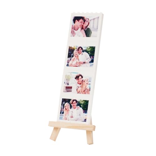 Benutzerdefiniertes Foto-Baustein-Display, personalisiertes Bild Ziegel-Puzzle mit Holzständer, Valentinstags- und Hochzeitsgeschenk (L - 8 cm × 24,96 cm × 1,6 cm) von BYFDIY