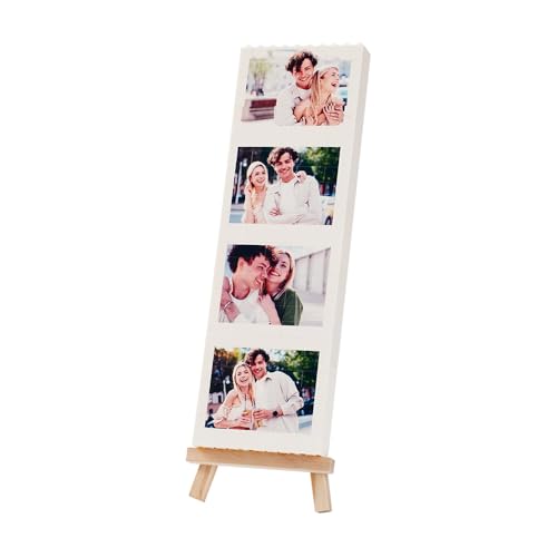 Benutzerdefiniertes Foto-Baustein-Display, personalisiertes Bild Ziegel-Puzzle mit Holzständer, Valentinstags- und Hochzeitsgeschenk (S - 5,6 cm × 18,2 cm × 0,8 cm) von BYFDIY