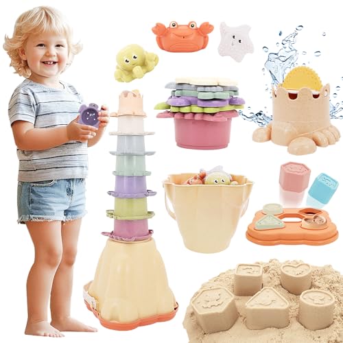 Stapelbares Babyspielzeug für Kleinkinder, 1-3 Formsortierer, stapelbare Tassen, Baby-Spielzeug-Set, Nesting Stack Cups, Säugling stapelbarer Block, 5 in 1 Montessori-Spielzeug für 6-48 Monate von BYFWH