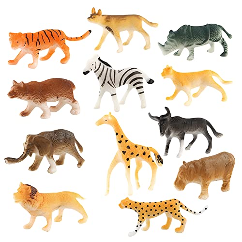 12 Stück Wild Tiere Figuren klein, Tierfiguren Set Bauernhof Schleich Löwe Giraffe Tiermodell Kunststoff Tiere Spielzeug Realistische Waldtiere Pädagogisches Lernspielzeug Kinder ab 3 4 5 6 Jahre von BYNYXI