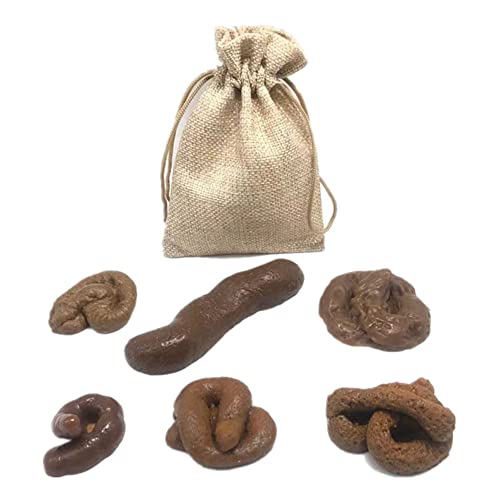 6 Stück Kackhaufen Spielzeug, Fake Turd Toy Realistische Turd Poo Scherzartikel Lustiger Falsch Poop Schwimmend Gefälschte Turd mit Kordelzug Tasche Neuheit Prank Turd für Aprilscherzen Halloween von BYNYXI