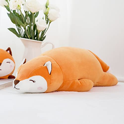 BYNYXI 45cm Fuchs Plüschtier Kissen, Plüsch Fuchs Liegend Plüschkissen Stofftier Flauschiges Umarmungskissen Gefüllte Kuscheltier Kawaii Fuchs Kissen Plüschpuppe für Kinder Geburtstaggeschenk von BYNYXI