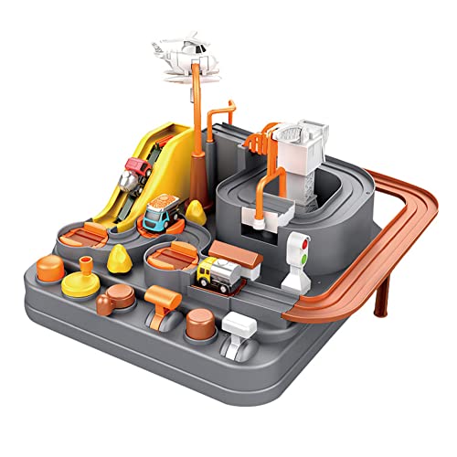 BYNYXI Abenteuer Autopark Spielzeug für Kinder Track Cars Abenteuer City Rescue Car Adventure Track Autobahnen Abenteuer Vorschule Lernspielzeug für Kinder Jungen Mädchen ab 3 4 5 6 7 Jahre (Orange) von BYNYXI