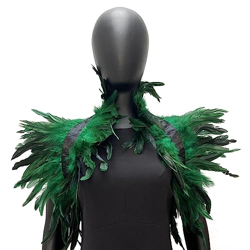 BYNYXI Feather Shawl Feather Cloak Fluffy Feather Cape Shoulder Costume Stage Performance Model Walk Feather Shawl Photo Prop Cosplay Party Clothing Decoration Green von BYNYXI