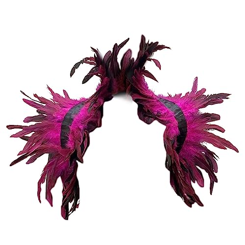 BYNYXI Feather Shawl Feather Cloak Fluffy Feather Cape Shoulder Costume Stage Performance Model Walk Feather Shawl Photo Prop Cosplay Party Clothing Decoration Rosy von BYNYXI