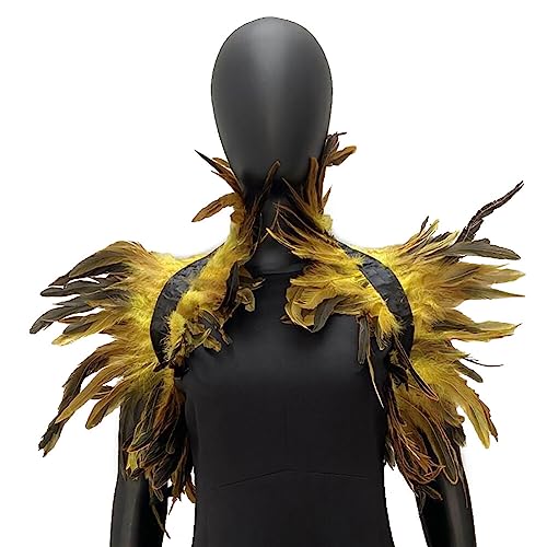 BYNYXI Feather Shawl Feather Cloak Fluffy Feather Cape Shoulder Costume Stage Performance Model Walk Feather Shawl Photo Prop Cosplay Party Clothing Decoration Yellow BYNYXI Feather Shawl Feather Cloak Fluffy Feather Cape Shoulder Costume Stage Performance Model Walk Feather Shawl Photo Prop Cosplay Party Clothing Decoration Yellow von BYNYXI