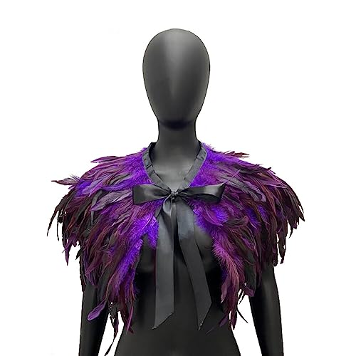 BYNYXI Feder Achselzucken Damen, Gotische Feder Cape Schal Choker Kragen Maleficent Kostüm Damen Federschal Halloween Shrug Poncho Kragen Natürlich Feder Federumhang Halloween Cosplay Cape Schal BYNYXI Feder Achselzucken Damen, Gotische Feder Cape Schal Choker Kragen Maleficent Kostüm Damen Federschal Halloween Shrug Poncho Kragen Natürlich Feder Federumhang Halloween Cosplay Cape Schal von BYNYXI