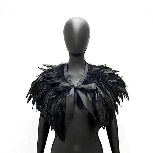BYNYXI Feder Achselzucken Damen, Gotische Feder Cape Schal Choker Kragen Maleficent Kostüm Damen Federschal Halloween Shrug Poncho Kragen Natürlich Feder Federumhang Halloween Cosplay Cape Schal BYNYXI Feder Achselzucken Damen, Gotische Feder Cape Schal Choker Kragen Maleficent Kostüm Damen Federschal Halloween Shrug Poncho Kragen Natürlich Feder Federumhang Halloween Cosplay Cape Schal von BYNYXI
