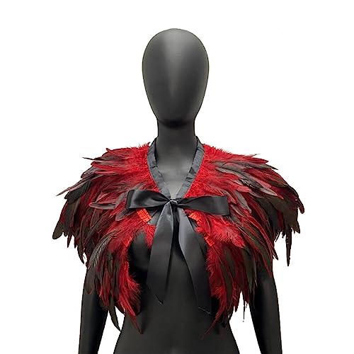 BYNYXI Feder Achselzucken Damen, Gotische Feder Cape Schal Choker Kragen Maleficent Kostüm Damen Federschal Halloween Shrug Poncho Kragen Natürlich Feder Federumhang Halloween Cosplay Cape Schal BYNYXI Feder Achselzucken Damen, Gotische Feder Cape Schal Choker Kragen Maleficent Kostüm Damen Federschal Halloween Shrug Poncho Kragen Natürlich Feder Federumhang Halloween Cosplay Cape Schal von BYNYXI