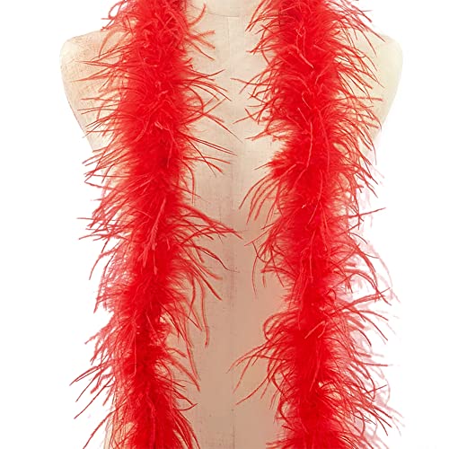 BYNYXI Federboa, 200cm Flauschige Marabu Federboa zum Basteln Natürliche Straußenfeder Schal Feder Boa Weiß Feder Schal Federstola für Damen Kinder Karneval Fasching Stola Kostüm Mottoparty von BYNYXI