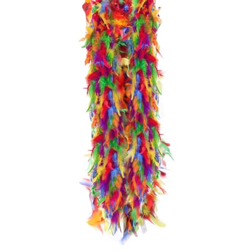 BYNYXI Flauschige Federboa Bunte, 2M Federschal Truthahnfedern Federboa Lametta Fäden Weihnachten Damen Federn Schal Girlande Bunte Federboa zum Basteln für Damen Mädchen Karneval Fasching Mottoparty von BYNYXI