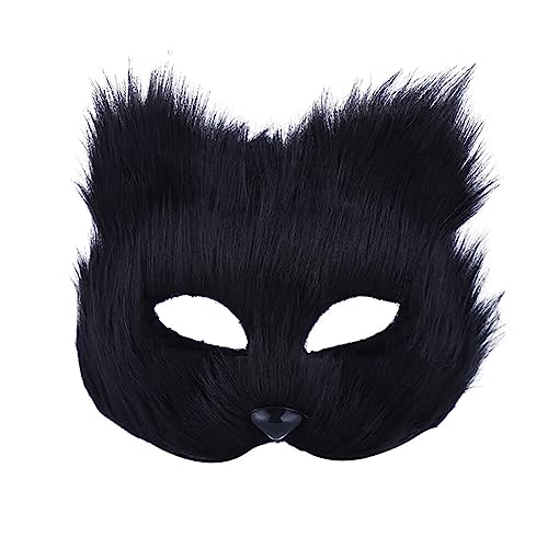 BYNYXI Fuchs Gesichtsmaske, Fellmaske Halloween Fox Maske Cosplay Lebensechte Halbmaske Fuchs Masquerade Tiermaske mit Kunstpelz für Halloween Themenparty Maskerade Rollenspiel Faschingskostüme von BYNYXI