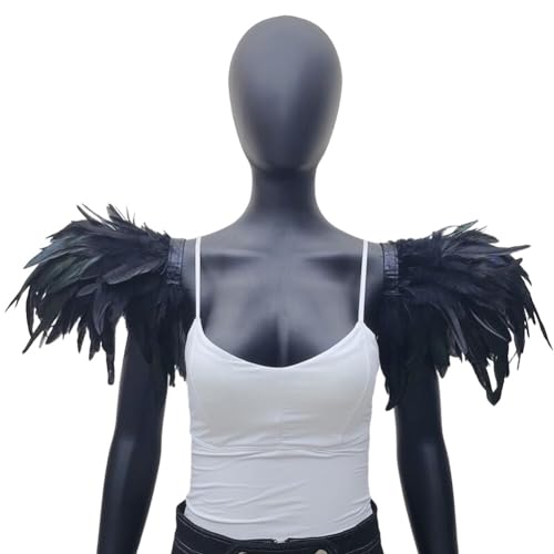 BYNYXI Gothic Feder Achselzucken, 1 Paar Feder Schalkragen DamenFeder Shrug Cape Feder Epauletten Umhang Federkragen Damen Maleficent Schulterklappen Umhang Schal Stola für Halloween Kostüm Party BYNYXI Gothic Feder Achselzucken, 1 Paar Feder Schalkragen DamenFeder Shrug Cape Feder Epauletten Umhang Federkragen Damen Maleficent Schulterklappen Umhang Schal Stola für Halloween Kostüm Party von BYNYXI