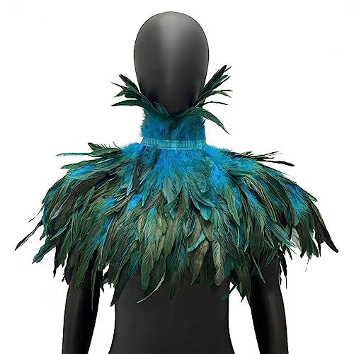 Gothic Feder Cape Poncho, Victorian Shrug Feder Kragen Schulter Wrap Bolero Schulter Flügel Achselzucken Schal Hahnenfedern Punk Shrug Schwarz Poncho Umhang für Halloween Kostüm Fasching Gothic Feder Cape Poncho, Victorian Shrug Feder Kragen Schulter Wrap Bolero Schulter Flügel Achselzucken Schal Hahnenfedern Punk Shrug Schwarz Poncho Umhang für Halloween Kostüm Fasching von BYNYXI