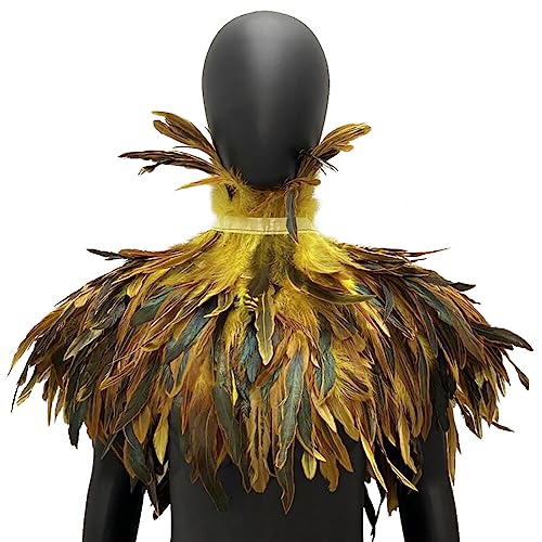 Gothic Feder Cape Poncho, Victorian Shrug Feder Kragen Schulter Wrap Bolero Schulter Flügel Achselzucken Schal Hahnenfedern Punk Shrug Schwarz Poncho Umhang für Halloween Kostüm Fasching Gothic Feder Cape Poncho, Victorian Shrug Feder Kragen Schulter Wrap Bolero Schulter Flügel Achselzucken Schal Hahnenfedern Punk Shrug Schwarz Poncho Umhang für Halloween Kostüm Fasching von BYNYXI
