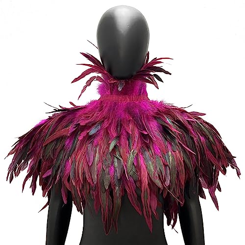 Gothic Feder Cape Poncho, Victorian Shrug Feder Kragen Schulter Wrap Bolero Schulter Flügel Achselzucken Schal Hahnenfedern Punk Shrug Schwarz Poncho Umhang für Halloween Kostüm Fasching Gothic Feder Cape Poncho, Victorian Shrug Feder Kragen Schulter Wrap Bolero Schulter Flügel Achselzucken Schal Hahnenfedern Punk Shrug Schwarz Poncho Umhang für Halloween Kostüm Fasching von BYNYXI