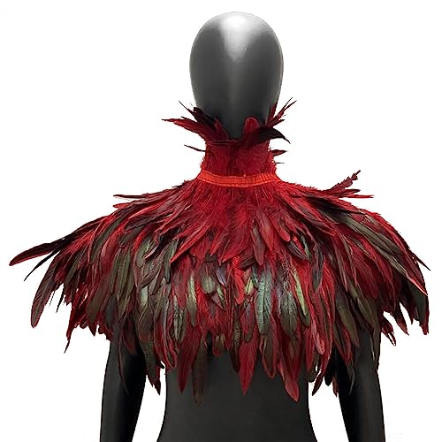 Gothic Feder Cape Poncho, Victorian Shrug Feder Kragen Schulter Wrap Bolero Schulter Flügel Achselzucken Schal Hahnenfedern Punk Shrug Schwarz Poncho Umhang für Halloween Kostüm Fasching Gothic Feder Cape Poncho, Victorian Shrug Feder Kragen Schulter Wrap Bolero Schulter Flügel Achselzucken Schal Hahnenfedern Punk Shrug Schwarz Poncho Umhang für Halloween Kostüm Fasching von BYNYXI