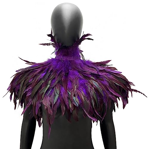 Gothic Feder Cape Poncho, Victorian Shrug Feder Kragen Schulter Wrap Bolero Schulter Flügel Achselzucken Schal Hahnenfedern Punk Shrug Schwarz Poncho Umhang für Halloween Kostüm Fasching Gothic Feder Cape Poncho, Victorian Shrug Feder Kragen Schulter Wrap Bolero Schulter Flügel Achselzucken Schal Hahnenfedern Punk Shrug Schwarz Poncho Umhang für Halloween Kostüm Fasching von BYNYXI