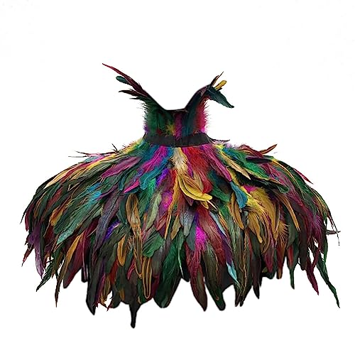 Gothic Feder Cape Poncho, Victorian Shrug Feder Kragen Schulter Wrap Bolero Schulter Flügel Achselzucken Schal Hahnenfedern Punk Shrug Schwarz Poncho Umhang für Halloween Kostüm Fasching Gothic Feder Cape Poncho, Victorian Shrug Feder Kragen Schulter Wrap Bolero Schulter Flügel Achselzucken Schal Hahnenfedern Punk Shrug Schwarz Poncho Umhang für Halloween Kostüm Fasching von BYNYXI