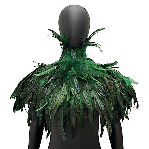 Gothic Feder Cape Poncho, Victorian Shrug Feder Kragen Schulter Wrap Bolero Schulter Flügel Achselzucken Schal Hahnenfedern Punk Shrug Schwarz Poncho Umhang für Halloween Kostüm Fasching Gothic Feder Cape Poncho, Victorian Shrug Feder Kragen Schulter Wrap Bolero Schulter Flügel Achselzucken Schal Hahnenfedern Punk Shrug Schwarz Poncho Umhang für Halloween Kostüm Fasching von BYNYXI