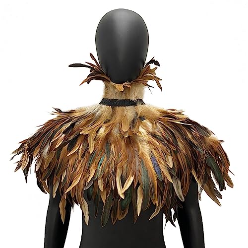 Gothic Feder Cape Poncho, Victorian Shrug Feder Kragen Schulter Wrap Bolero Schulter Flügel Achselzucken Schal Hahnenfedern Punk Shrug Schwarz Poncho Umhang für Halloween Kostüm Fasching Gothic Feder Cape Poncho, Victorian Shrug Feder Kragen Schulter Wrap Bolero Schulter Flügel Achselzucken Schal Hahnenfedern Punk Shrug Schwarz Poncho Umhang für Halloween Kostüm Fasching von BYNYXI