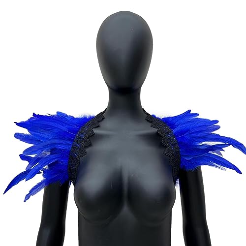 BYNYXI Halloween Federkragen, Gotischer Feder Cape Damen Flauschiger Federschal Schulter Federumhang Feder Achselzucken Shawl Karneval Schulterumhang Cape Kragen für Bühne Performance Cosplay Party von BYNYXI