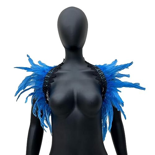 BYNYXI Halloween Federkragen, Gotischer Feder Cape Damen Flauschiger Federschal Schulter Federumhang Feder Achselzucken Shawl Karneval Schulterumhang Cape Kragen für Bühne Performance Cosplay Party BYNYXI Halloween Federkragen, Gotischer Feder Cape Damen Flauschiger Federschal Schulter Federumhang Feder Achselzucken Shawl Karneval Schulterumhang Cape Kragen für Bühne Performance Cosplay Party von BYNYXI