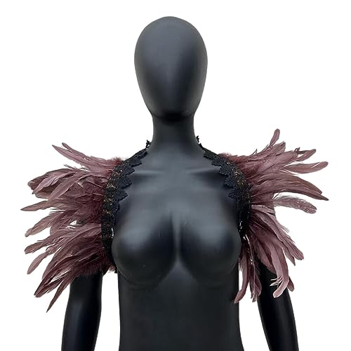 BYNYXI Halloween Federkragen, Gotischer Feder Cape Damen Flauschiger Federschal Schulter Federumhang Feder Achselzucken Shawl Karneval Schulterumhang Cape Kragen für Bühne Performance Cosplay Party BYNYXI Halloween Federkragen, Gotischer Feder Cape Damen Flauschiger Federschal Schulter Federumhang Feder Achselzucken Shawl Karneval Schulterumhang Cape Kragen für Bühne Performance Cosplay Party von BYNYXI