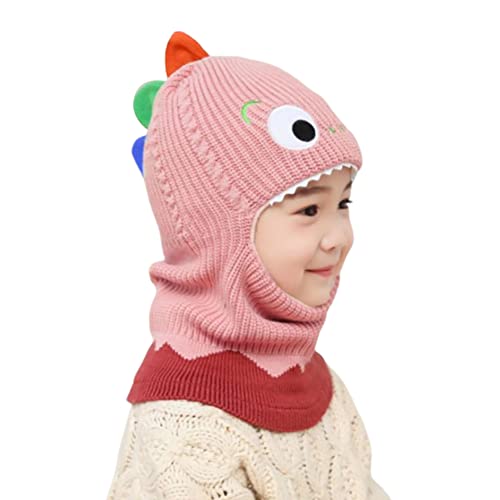 BYNYXI Kinder Wintermützen Dinosaurier, Niedliche Schalmütze Schlupfmütze Kinder Jungen Mädchen Gestrickte Mützen Warm Fleece Mütze Beanie Mütze Kindermütze Loop Schals für Kleinkind 1-5 Jahre von BYNYXI