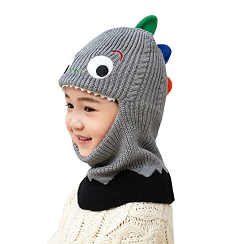 BYNYXI Kinder Wintermützen Dinosaurier, Niedliche Schalmütze Schlupfmütze Kinder Jungen Mädchen Gestrickte Mützen Warm Fleece Mütze Beanie Mütze Kindermütze Strickmütze für Kleinkind 1-5 Jahre von BYNYXI