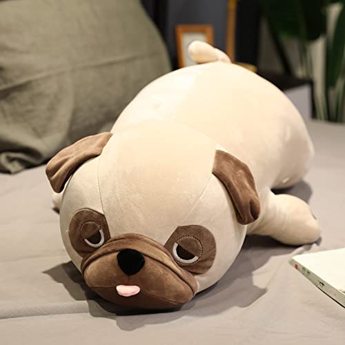 BYNYXI Kuscheltier Hund Mops, 60cm Liegende Bulldogge Plüschtier Bulldogge Gefüllte Plüschkissen weich flauschig Umarmungskissen Kuscheltier Mops Hund Schlafplüsch Geschenk für Kinder Freunde von BYNYXI