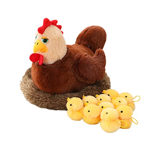 BYNYXI Plüsch Huhn mit Baby Küken, 32cm Stofftier Henne mit 10 Gelb Küken und Hühnerstall Gefüllte Huhn Küken Plüschtier Realistisch Henne Hühnchen Kuscheltier Ostern Huhn Deko für Kinder Geschenk BYNYXI Plüsch Huhn mit Baby Küken, 32cm Stofftier Henne mit 10 Gelb Küken und Hühnerstall Gefüllte Huhn Küken Plüschtier Realistisch Henne Hühnchen Kuscheltier Ostern Huhn Deko für Kinder Geschenk von BYNYXI