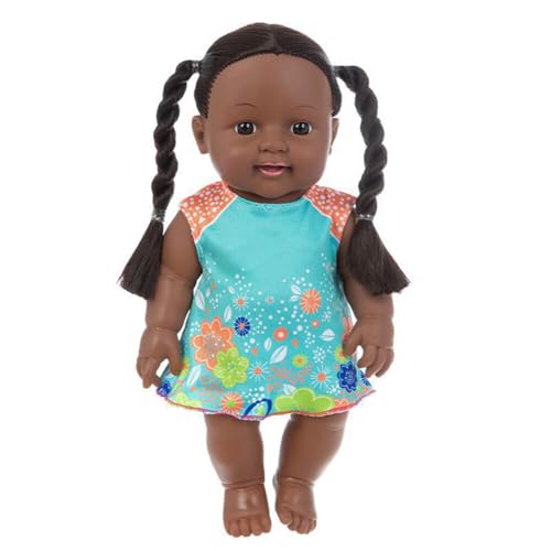 BYNYXI Schwarze Babypuppe, 12 Zoll Afrikanische Puppe für Kinder Spielpuppe weicher Körper Realistische Baby Puppe Schwarze Puppe mit Haaren Wiedergeborene Puppe Spielzeug für Kinder ab 18 Monaten von BYNYXI