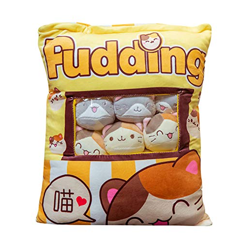 BYNYXI Snack Kissen Kuscheltier Pudding, 8 Stück kleine Katze Pudding Stofftier Abnehmbare Katze Schweinchen Kitty Cat Niedliche Snack Kissen Plüsch Spielzeug für Kinder Jungen Mädchen Geschenk von BYNYXI
