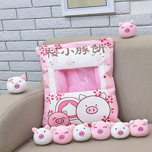 BYNYXI Snack Kissen Kuscheltier Pudding, 8 Stück kleine Schweinchen Pudding Stofftier Abnehmbare Katze Schweinchen Kitty Cat Niedliche Snack Kissen Plüsch Spielzeug für Kinder Jungen Mädchen Geschenk von BYNYXI